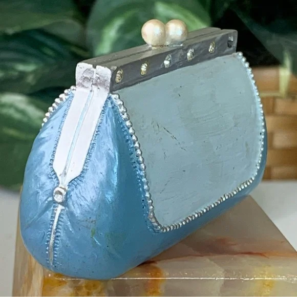 AVON Collectibles All Dressed Up Blue Pearl Purse Clutch Bag Fashion Figurine - Picture 7 of 14